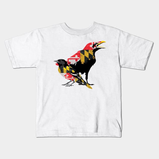 Birds of Maryland Kids T-Shirt by polliadesign